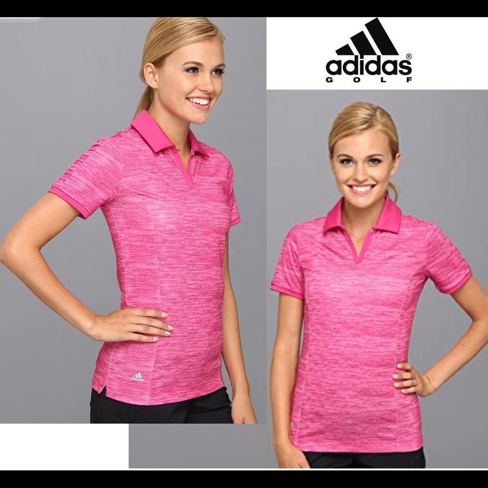 Adidas Golf Puremotion Pleat Sleeve Polo Shirt (Bahia Magenta /Light Onix) Sz S